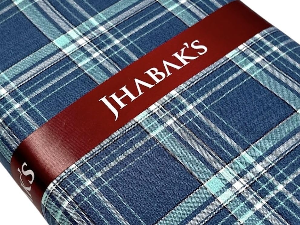 Image of JHABAK'S Cotton Blend Unstitched Checkered Fabric for Men - 2.35m Shirt Piece / 3m Kurta Piece - Width 36 Inches