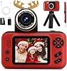 Kids Camera Girls Boys, 48MP Dual Lens Camera Children Video Camera with 32GB Card,Christmas Birthday Gifts for Girls Boys Age 3 4 5 6 7 8 9 10,1080P Digital Toddler Toys Camera Red