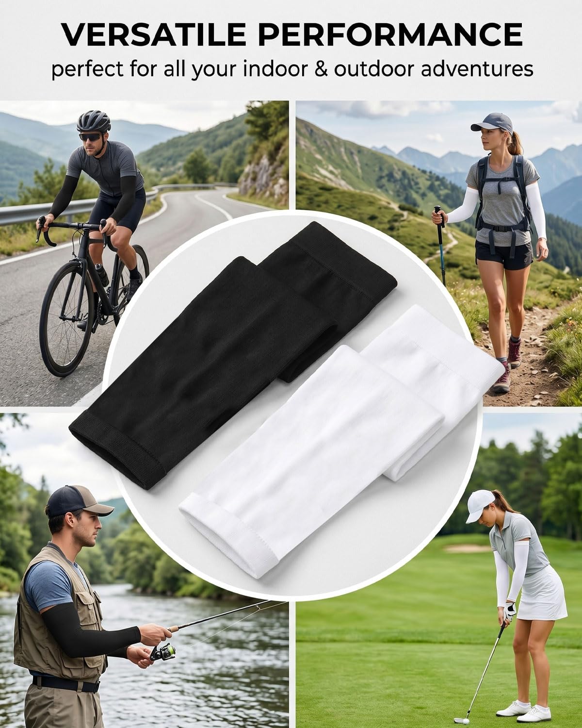 2 Paires Manchettes de Bras pour Hommes et Femmes, manchette anti uv,Protection Anti-UV, Couverture de Tatouage, Sensation de Fraîcheur, Manchons de Sport de Compression