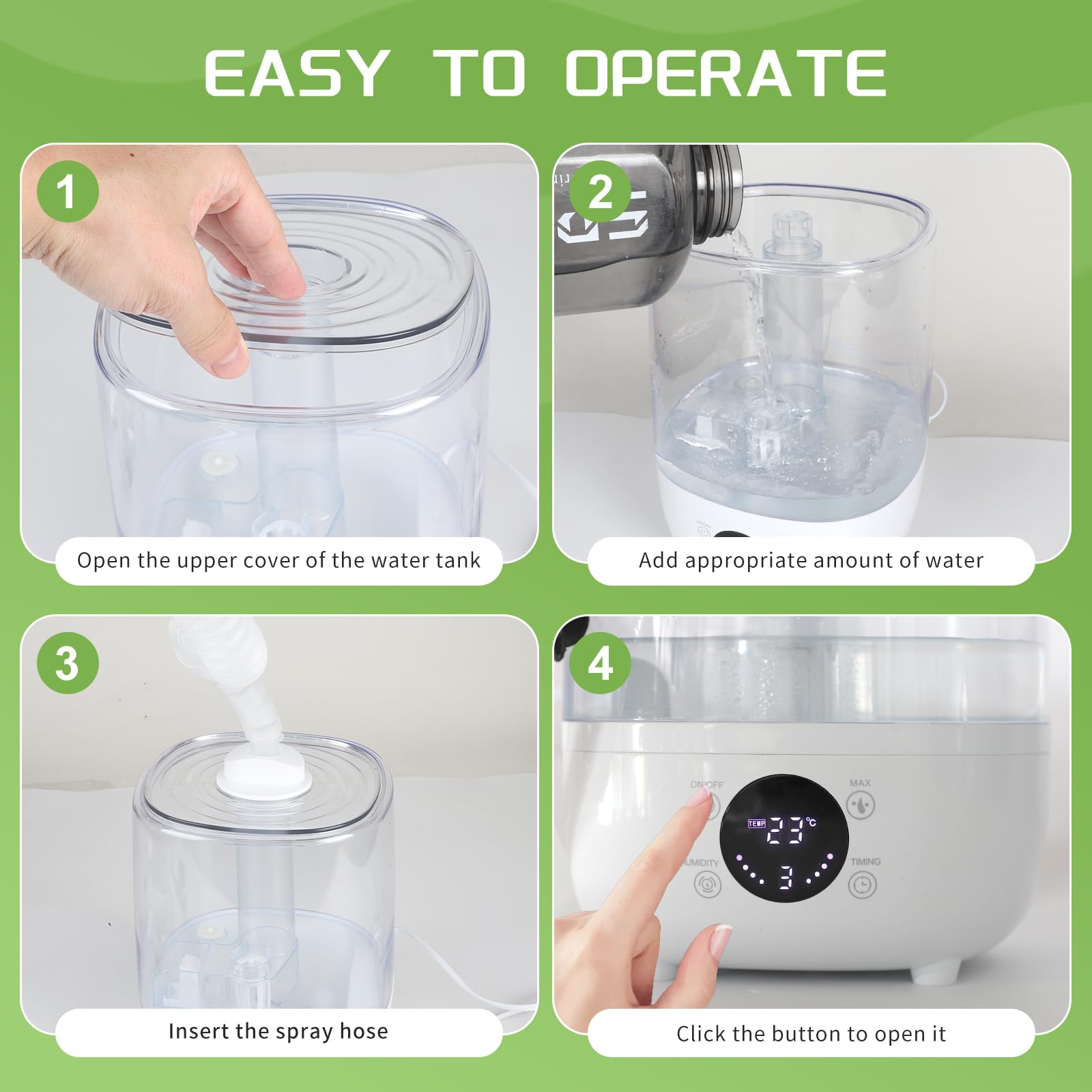 CPROSP Umidificatore per Rettili 4L, con Telecomando, Con Tubo, Silenzioso, Umidificatore Smart Touch