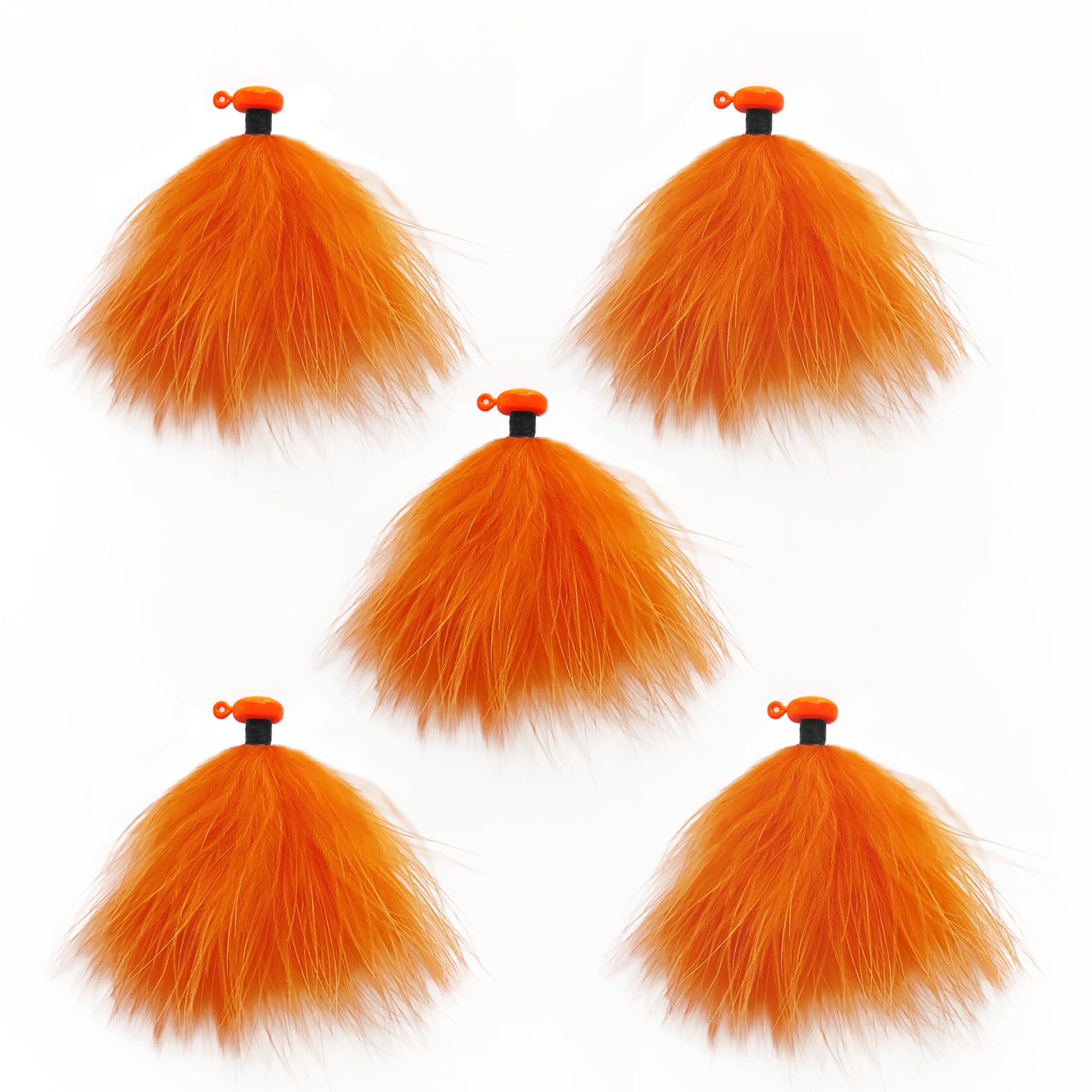 Eupheng 5pcs Premium Marabou Jig with Ned Head for Bass Trout Panfish 1/16oz 1/8oz 1/4oz