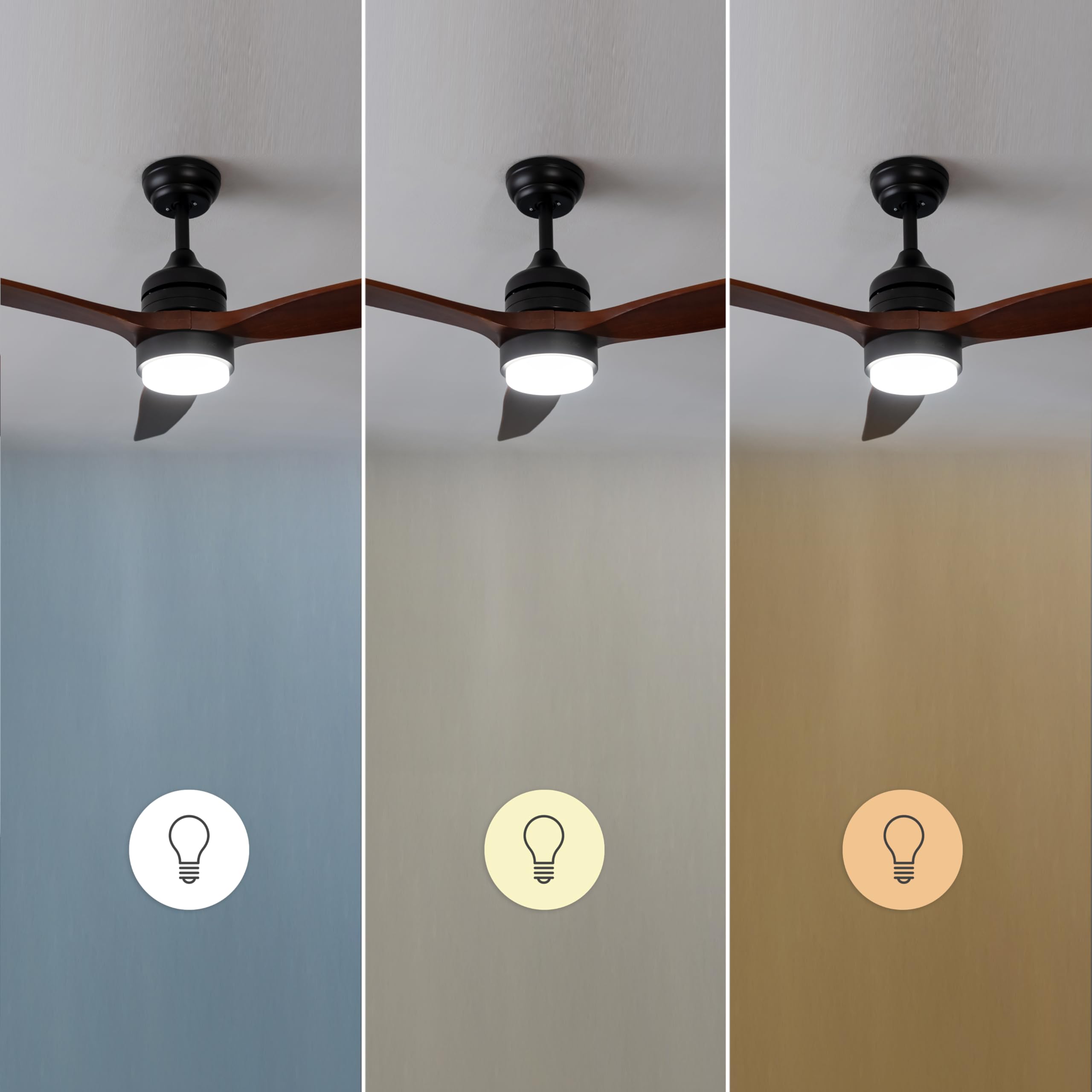 Cecotec Ventilatore da Soffitto con Luce EnergySilence Aero 5275 DarkWood. 40 W, Diametro 132 cm, Lampada a LED, Telecomando, Timer Fino a 8 Ore, 6 Velocità, Estate/Inverno, Altezza Regolabile