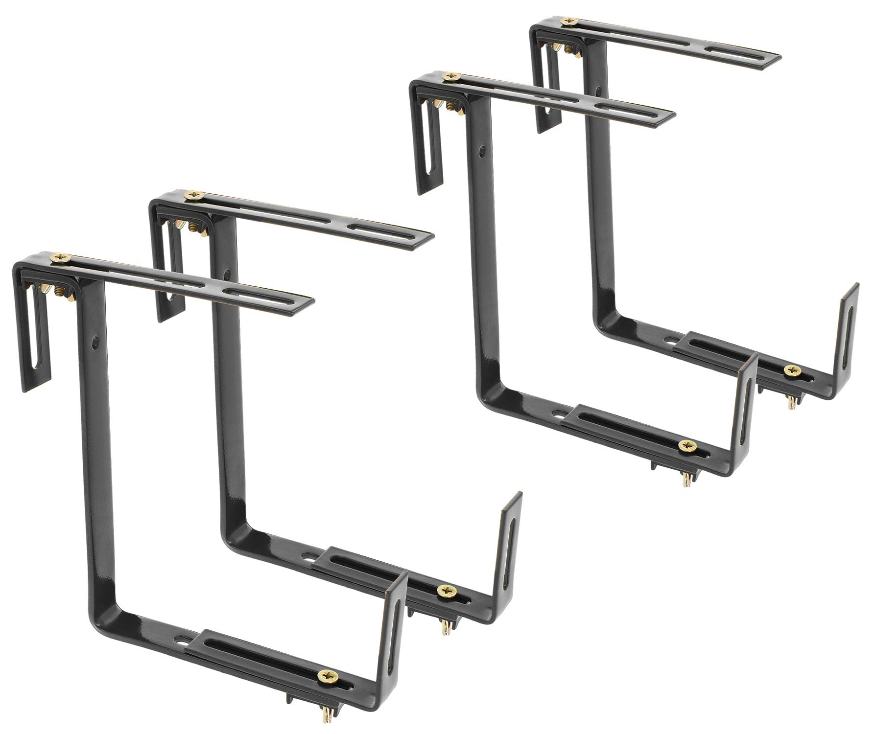 com-four® 4x Blumenkastenhalter für Balkon-Brüstungen und Geländer - flexible Befestigung aus Metall für Pflanzkästen - 2-fach verstellbar - ohne Bohren (04 Stück - anthrazit)