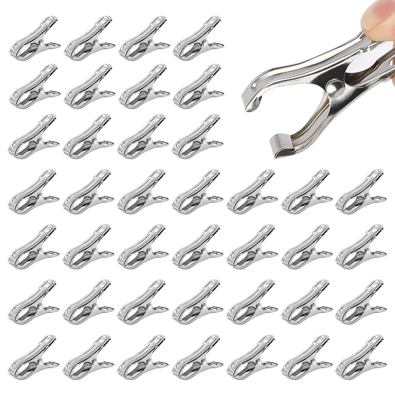 40Pcs 1.97 Inch Metal Clothes Pegs, Greenhouse Clamps Shading Mesh Clip, Versatile Stainless Steel Garden Netting Clips Beach Towels Clamps for Washing Line Fixing Towel Sock Underwear