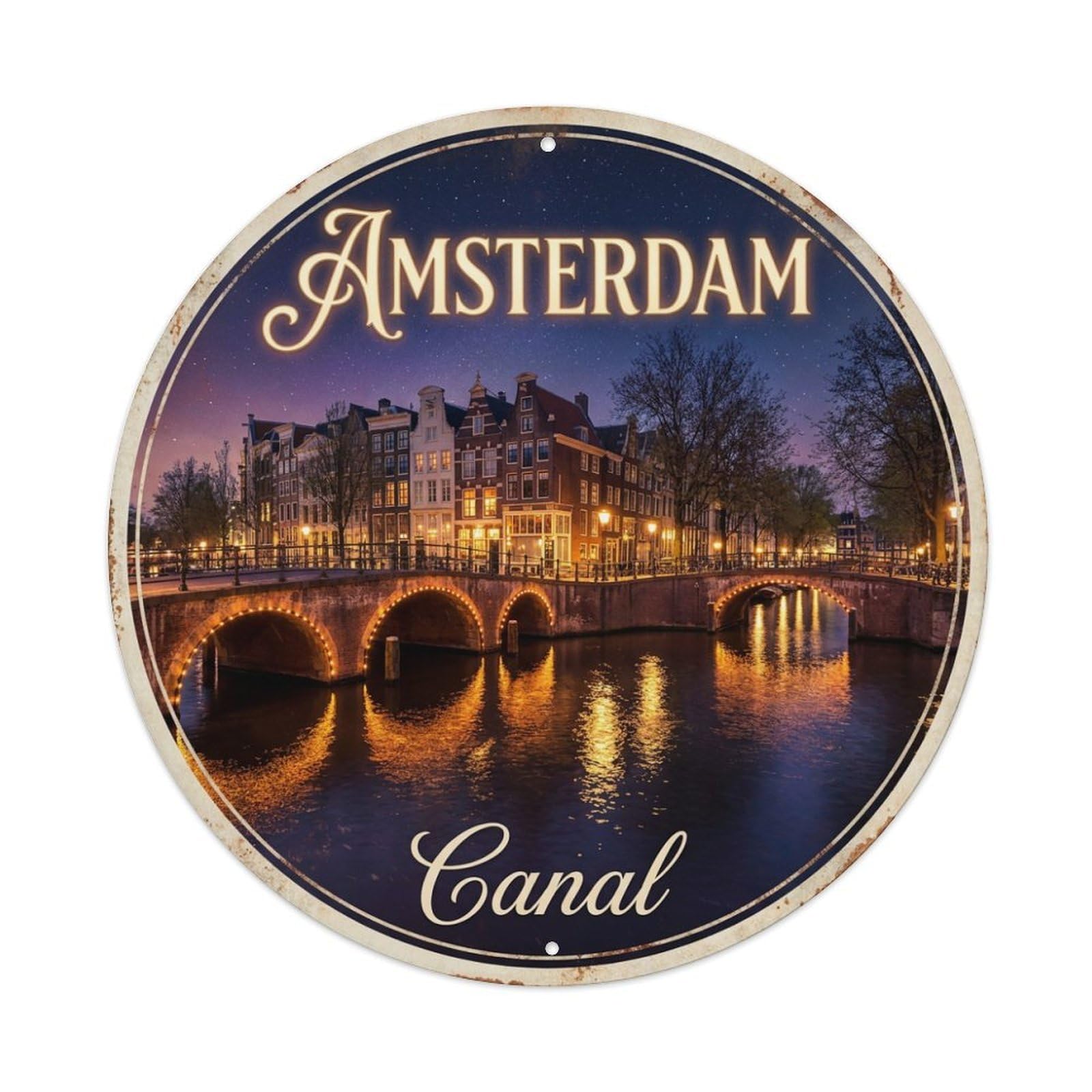 Fqnyr Style Metal Tin Sign Vintage Travel Amsterdam Netherlands Dream