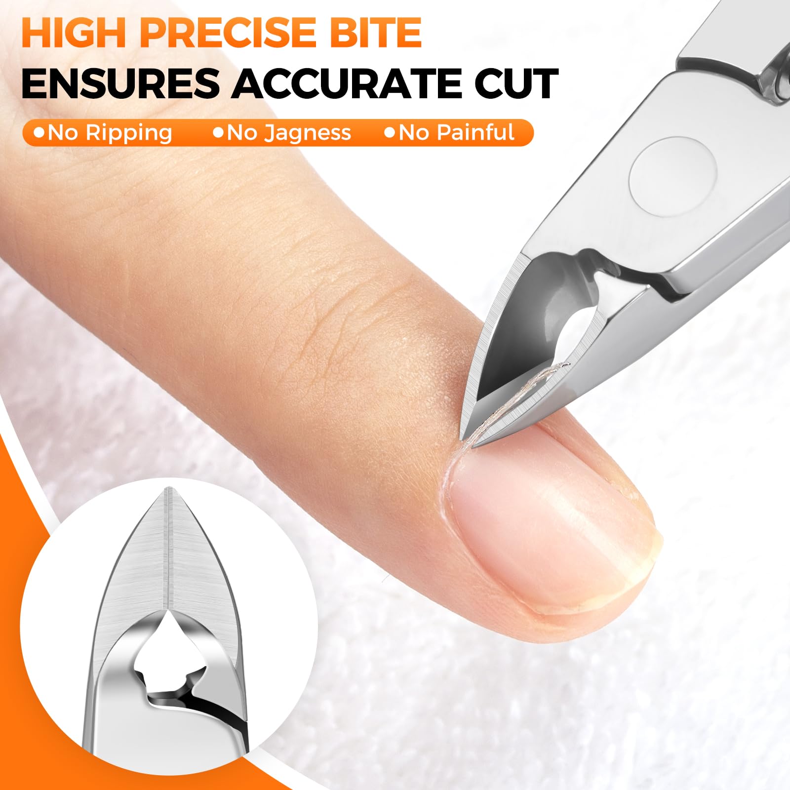 Nail Cuticle Nippers, Professional Precision Cuticle Cutter Ultra Sharp Stainless Steel Cuticles Trimmer Clippers 1/2 Jaw - Image 3