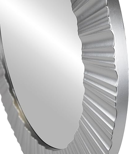 Miniatura 6 de Northlight Espejo de pared redondo decorativo con textura estriada contemporánea, 20 pulgadas, blanco
