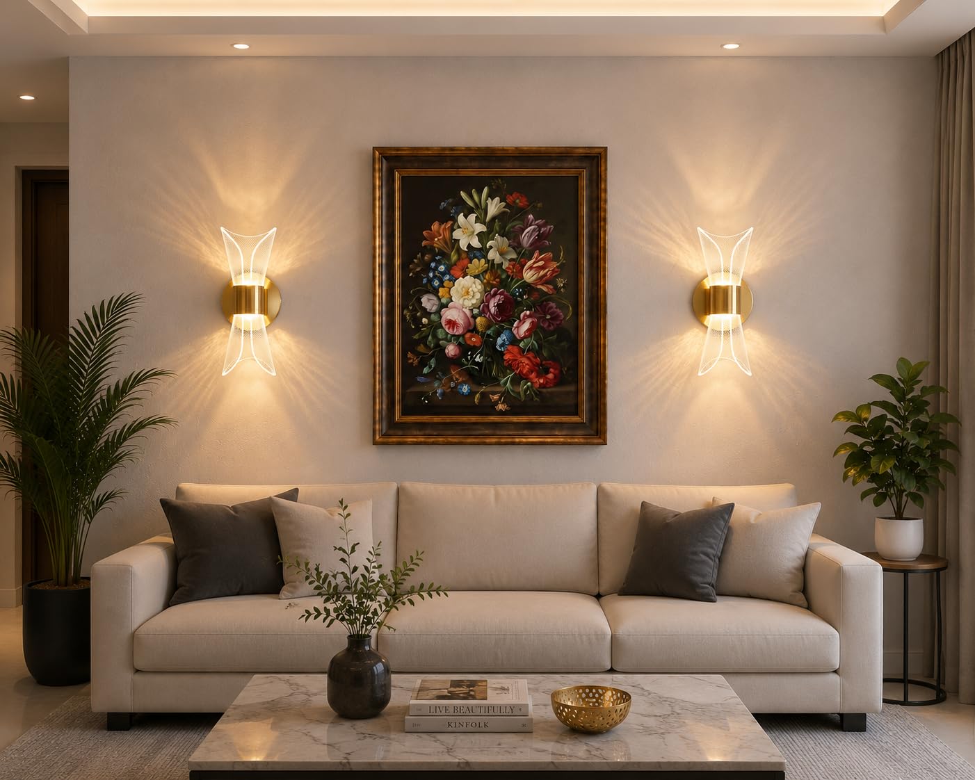 Gold Crystal LED Wall Lights - 2 Pack, Color Changing -11