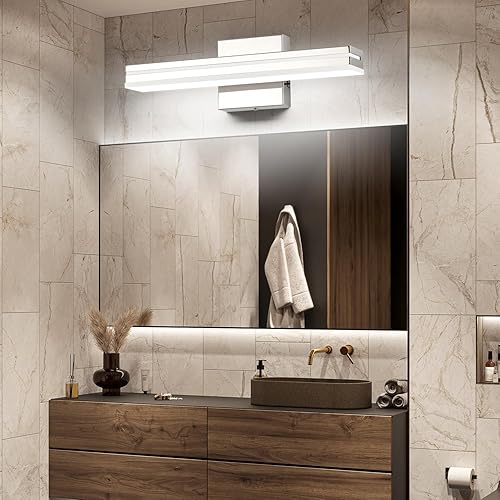 Miniatura 7 de SineRise Lámparas LED modernas para tocador de baño (16 pulgadas, 3000 K4000 K6000 K, regulables), accesorios de iluminación de pared de acrílico
