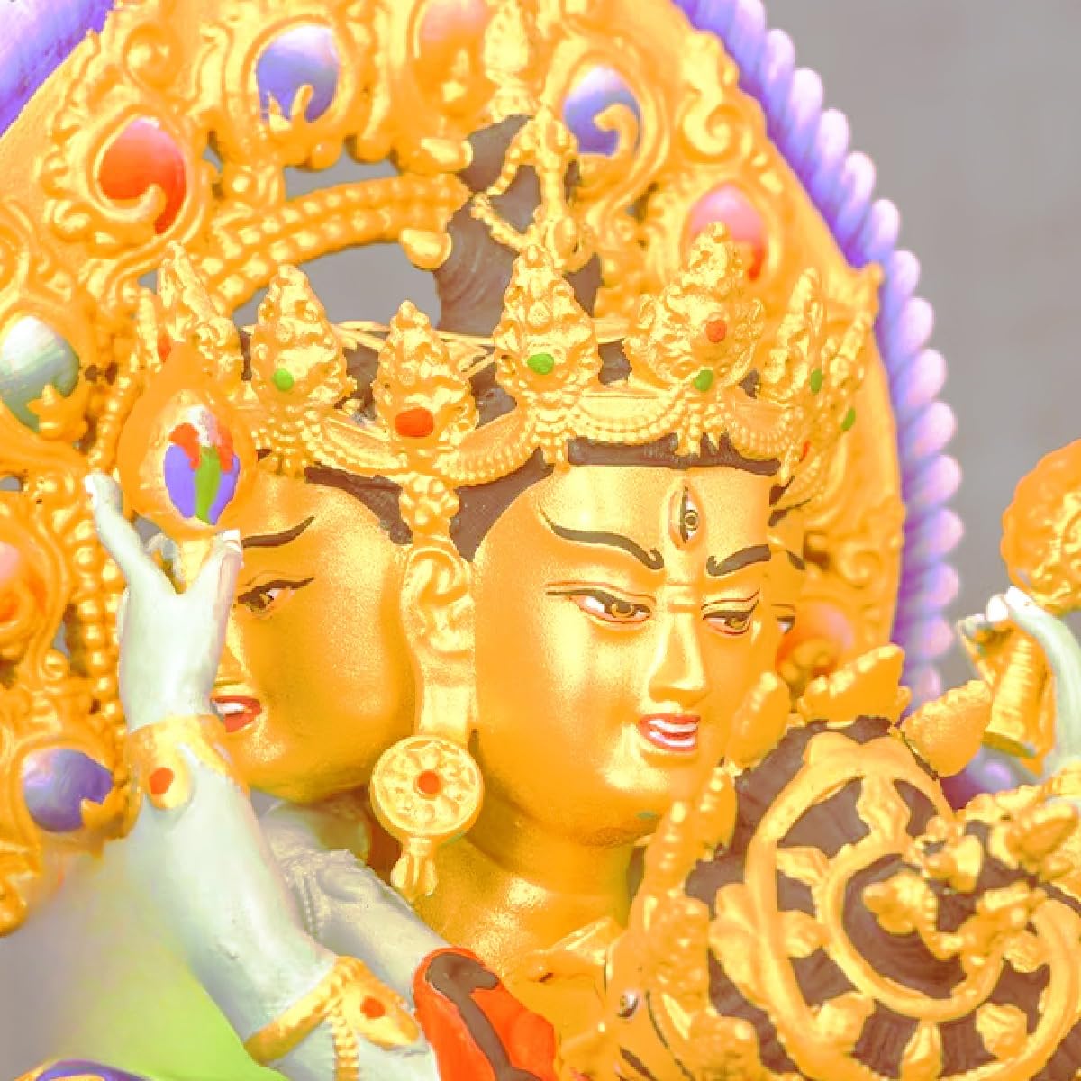 Escultura de estatua de Buda de meditación de 10,5 pulgadas, decoración de estatua de Buda Guhyasamāja Tantra, colorida estatua de Buda de bronce antiguo, altar de meditación en el hogar, sala de esta