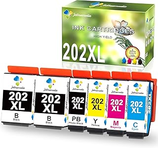Jettruemedia 202XL Printer Cartridges for Epson 202XL 202 for Epson Expression Premium XP-6100 XP-6000 XP-6005 XP-6105 XP-6001 (2 Black, 1 Photo Black, 1 Cyan, 1 Magenta, 1 Yellow) - 6 Packs