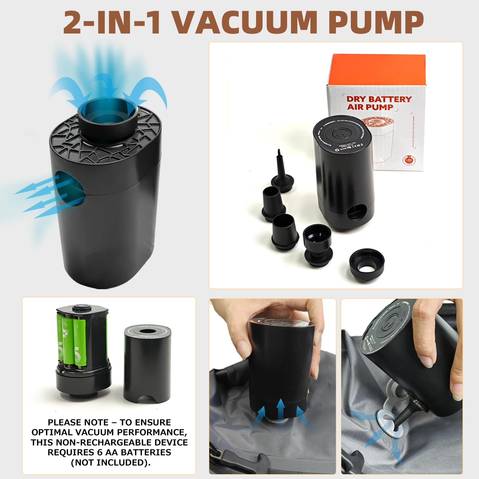 KINGSLONG Compressore sottovuoto da viaggio: Vacpack con pompa ad aria elettrica Carry on Sistema Espandibile Pack