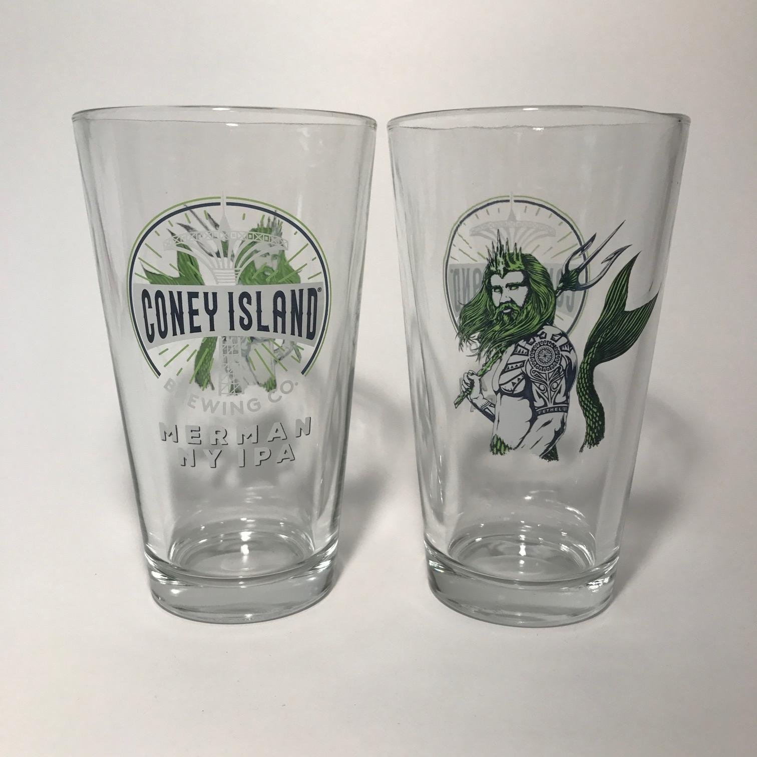 Coney Island Brewing Company - Merman NY IPA 16oz Pint Glass - Set of 2
