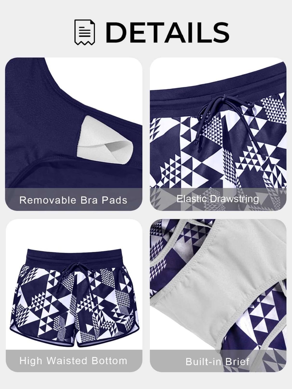 CheChury Tankini 2 Piezas Traje de Baño Reductor Vientre Plano Push Up con Shorts Mujer Tallas Grandes