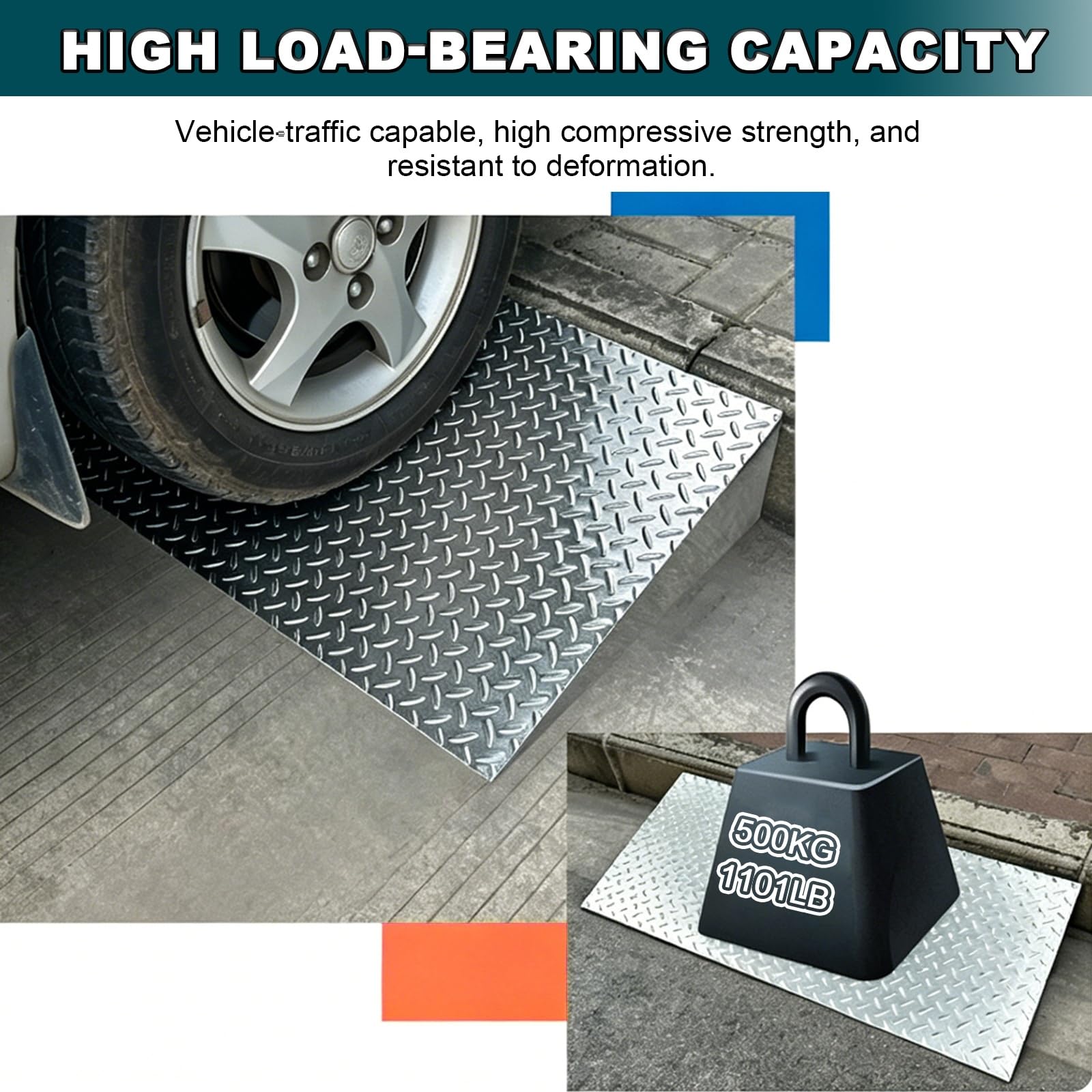 rampa para umbrales Rampa for Puerta con peldaños Inclinados de Acero Inoxidable, escaleras Antideslizantes, rampas for sillas de Ruedas, Scooters de Movilidad(32x12x4(80x30x10cm))