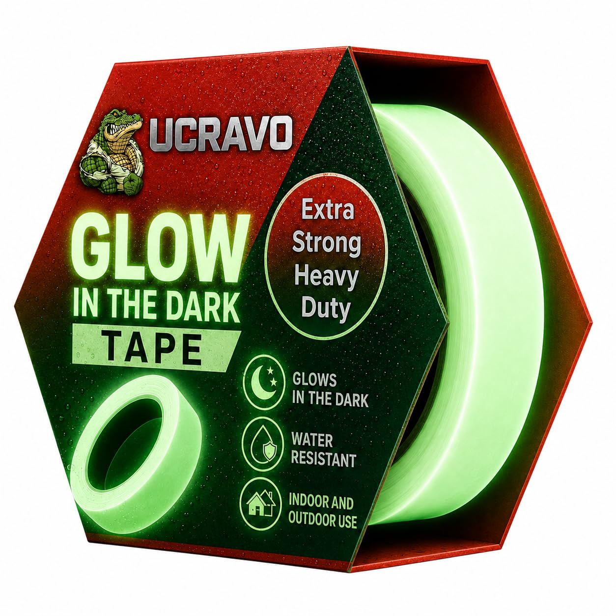 UCRAVO Glow in The Dark Green Light Luminous Radium Tape Sticker, Removable Waterproof Photoluminescent Glow in The Dark Safety Tape,for Home, Office,Party Wall Decorative Sticker (Green)-image-45