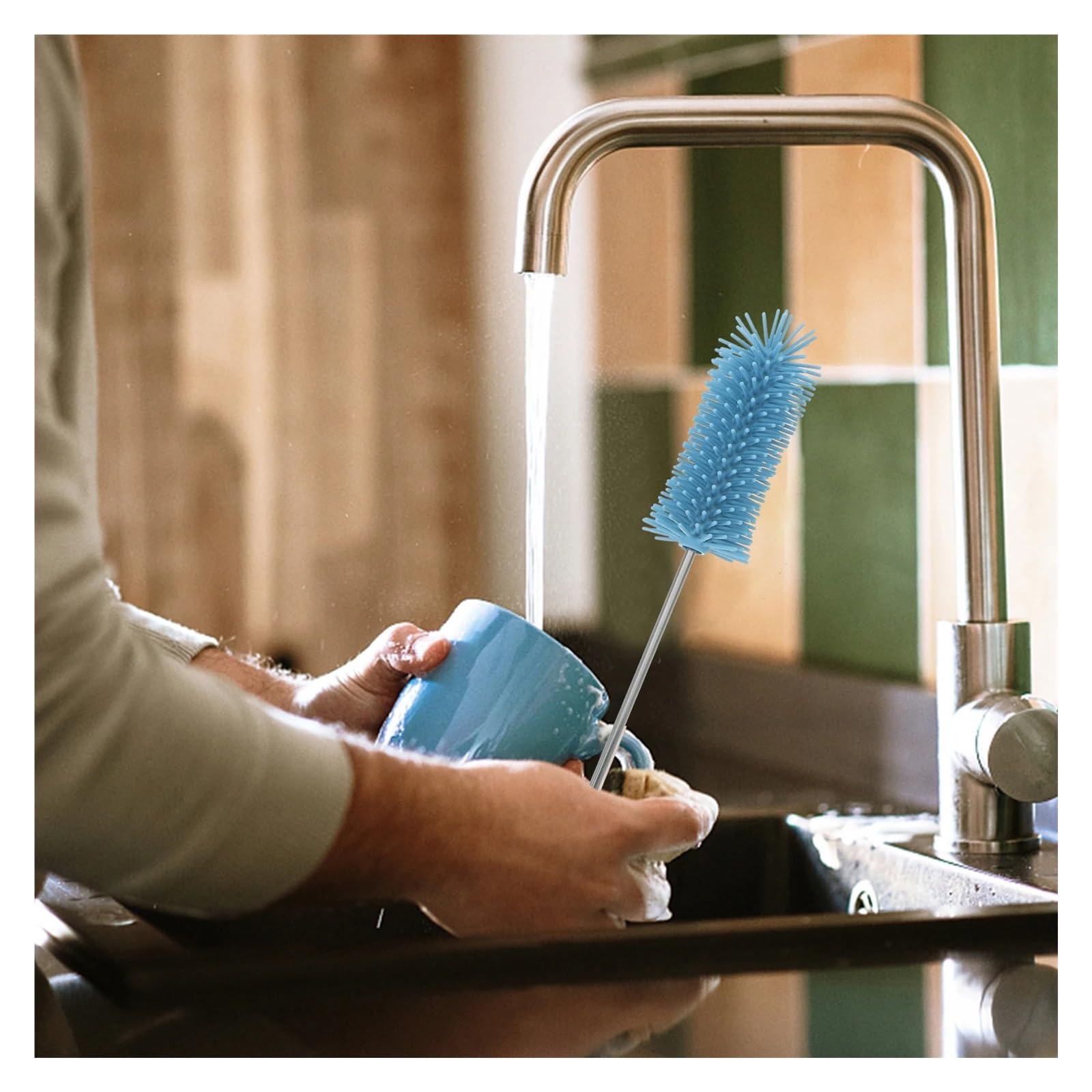 Set di spazzole per biberon, Scovolino for bottiglie con manico lungo e setole morbide antigraffio for tazze di latte