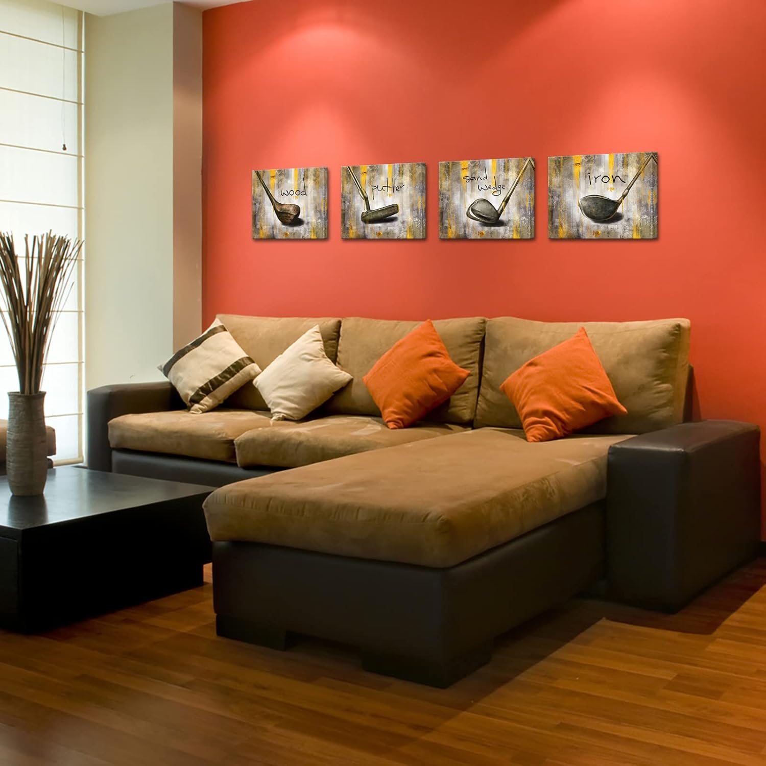 Vintage 4 Pieces Golf Clubs Canvas Wall Art Modern Leisure Sports Canvas Art Wall Decor Canvas Prints Set of 4 Contemporary Living Room Office Decoration Easy Hanging Each Size 12x16inch (Small) - Image 4