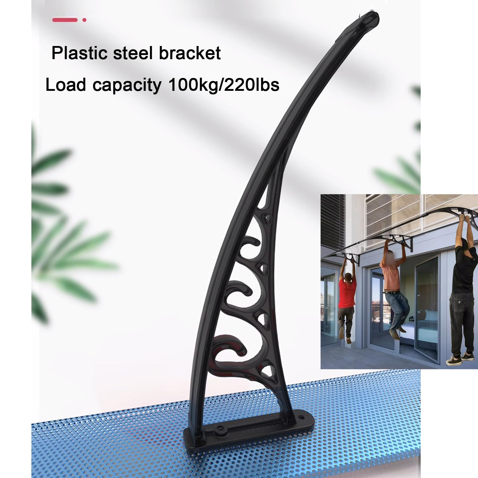 The Living Store Auvent De Porte Gris Et Transparent 297,5x90 Cm Polycarbonate - Auvent De Porte - Abri De Porte - Protection Contre La Pluie - Store D'entrée - Protection Solaire