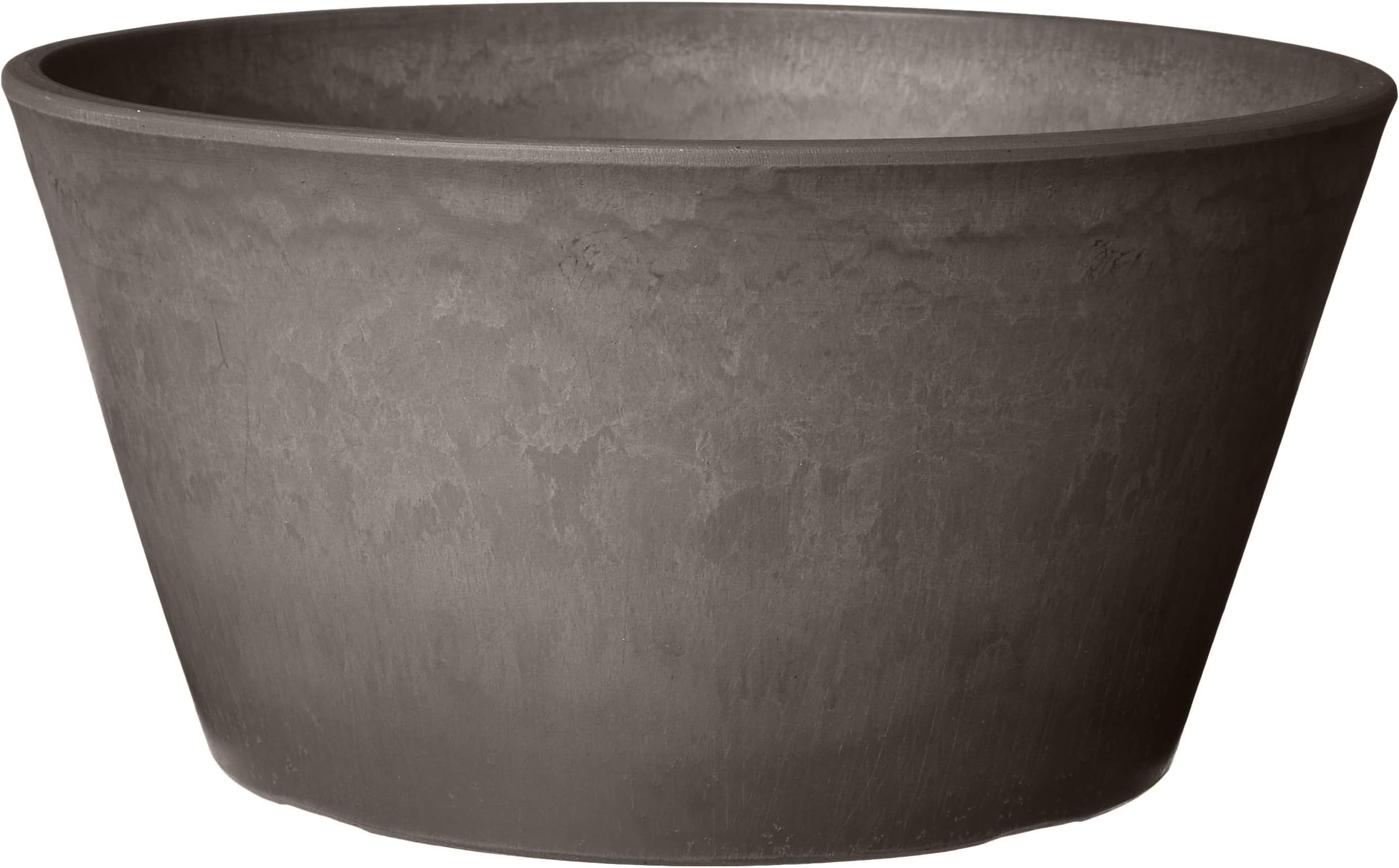 PSW Pot Collection TD25DC Plastic/Stone/Wood Composite Shallow Bulb Pan - No Drainage Hole (Drillable), Planter for Succulents, Bonsai, Fairy Gardens, Herbs, 10-inch, Dark Charcoal