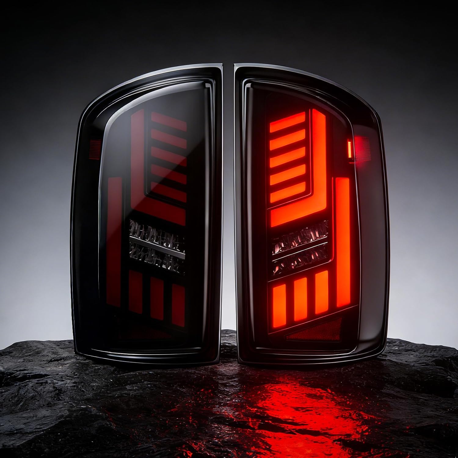 Daikokuya Sequential Full Led tail lights Fit for 2007 2008 Dodge Ram 1500, Fit for 2007-2009 Ram 2500 3500 Starting Animated Dynamic,Turn Signal,Reverse Light,Brake Light, Rear Light Assembly, Smoked