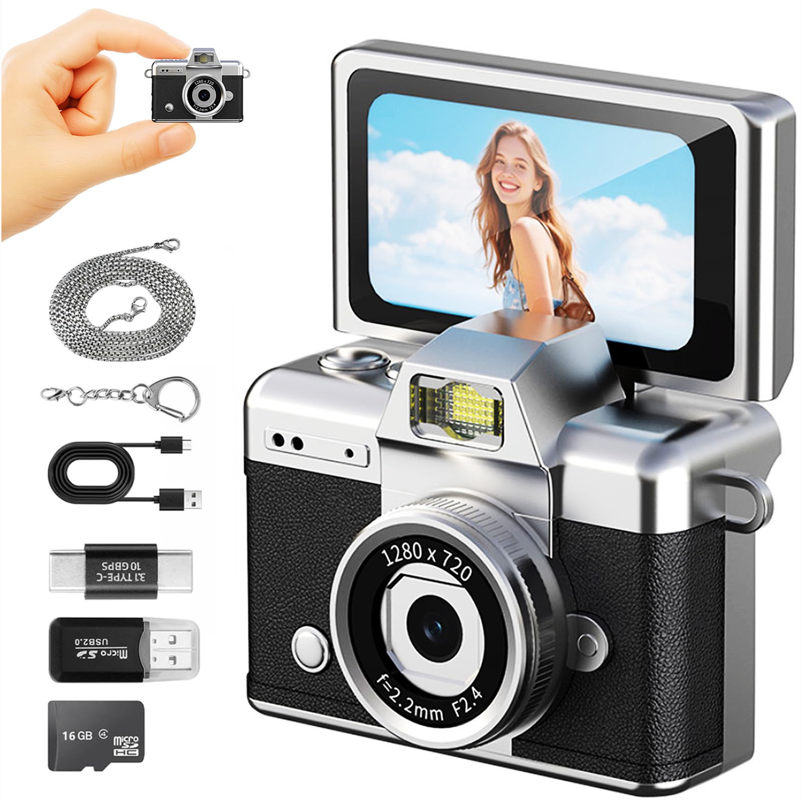 Mini Keychain Camera with Flip Screen Series,1080P HD Multiple