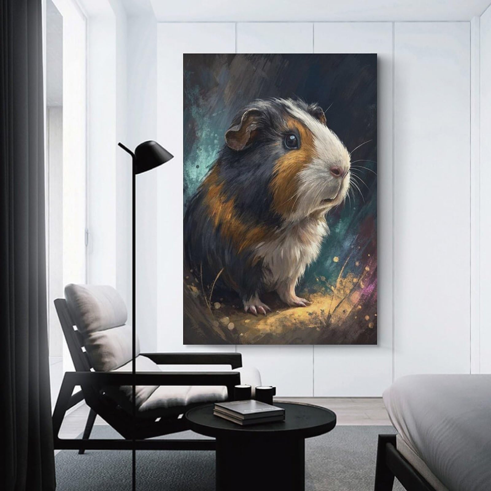 Junmoney Guinea Pig Portrait Decorative Wall Artwork, 24x36inch(60x90cm), for Corridors, Hallways Or Apartment Entries, Home Artwork for First Impressions