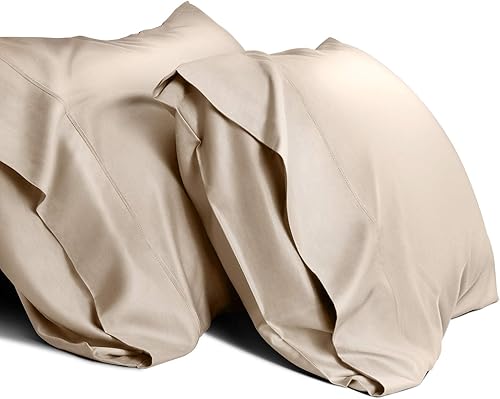 Juego de 2 fundas de almohada refrescantes de bambú color gris pardo, transpirables, sedosas, suaves, absorben la humedad para personas que duermen