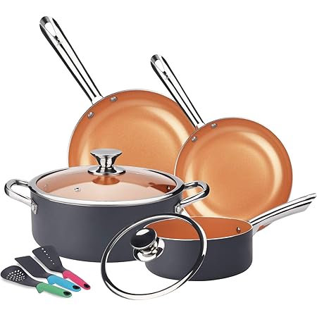 KUTIME Cookware Set 9pcs Non-Sick Pots 