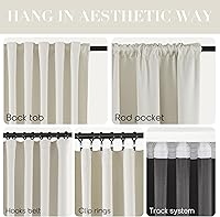Vista 3 de SHINELAND Cortinas opacas de 102 pulgadas para sala de estar, cortinas opacas con pestaña trasera de 102 pulgadas de largo para dormitorio