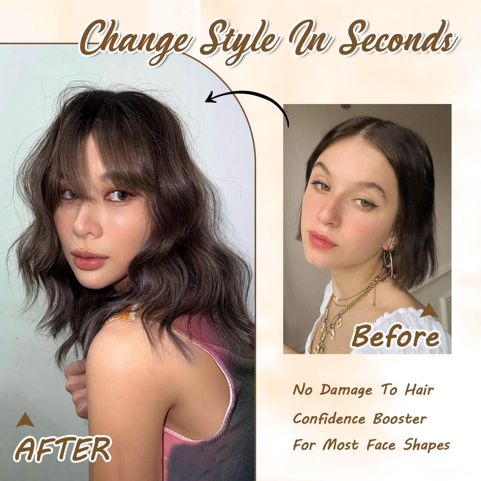 Flyroseing Hair Toppers with Fringe - Image 2