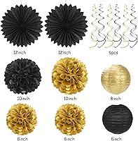 Vista 3 de Black Gold Graduation Party-Decorations Garland - 36pcs Congrats Grad Class 2026 Banner,Hat Hanging Streamers,College High School Congratulations