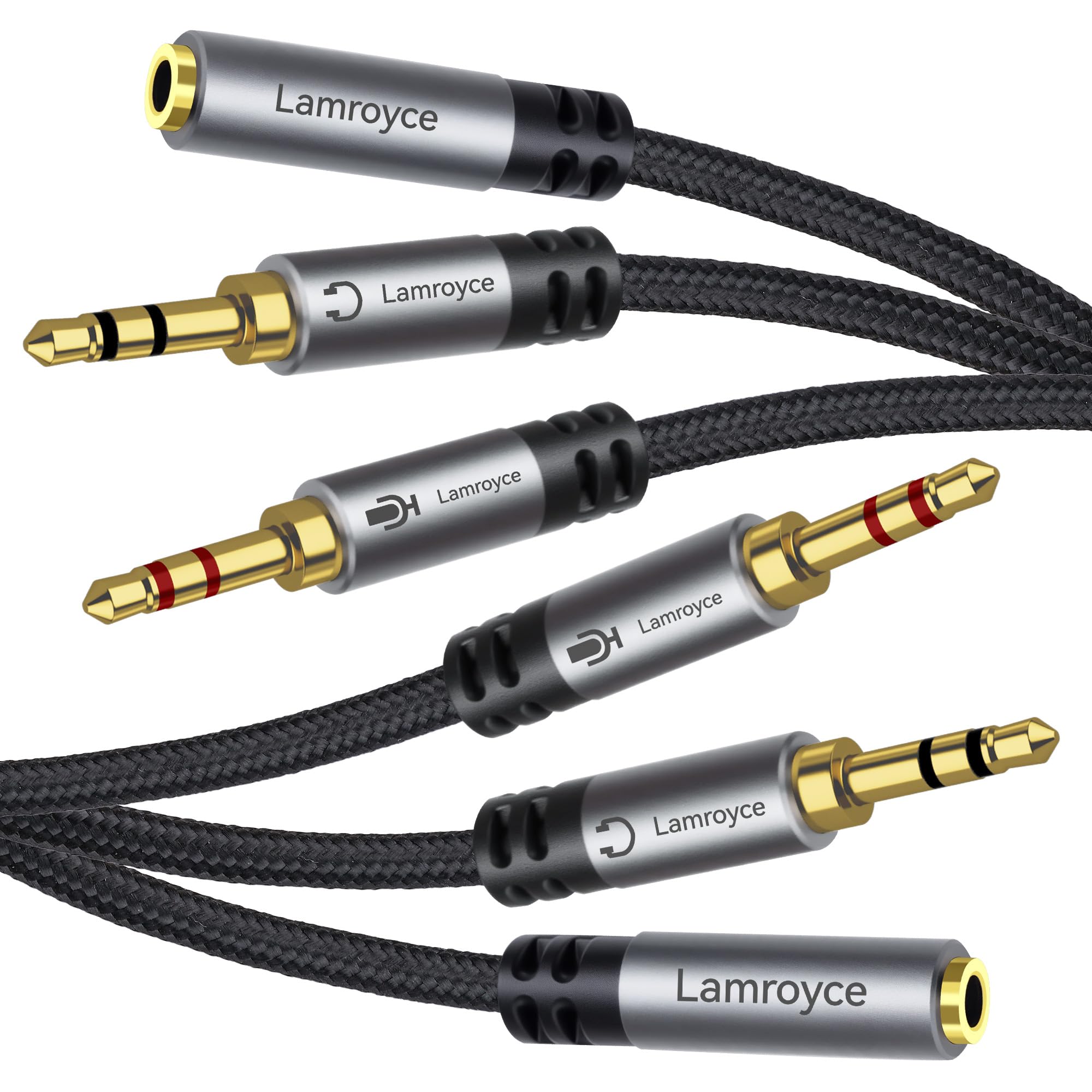 2er-Pack Kopfhörer Gaming für Computer, 3,5 mm TRRS-Buchse auf Dual 3,5 mm TRS-Stecker, Mikrofon, Audio-Klinkenstecker, Y-Splitterkabel, 0,3 cm 2-in-1 Dual-Stereo-Klinke, Gaming-Headset, Kopfhörer