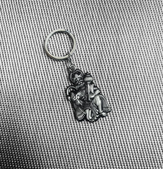 Porte-clés Lord Hanuman Ji double face métal gris multicolore Medium - 3