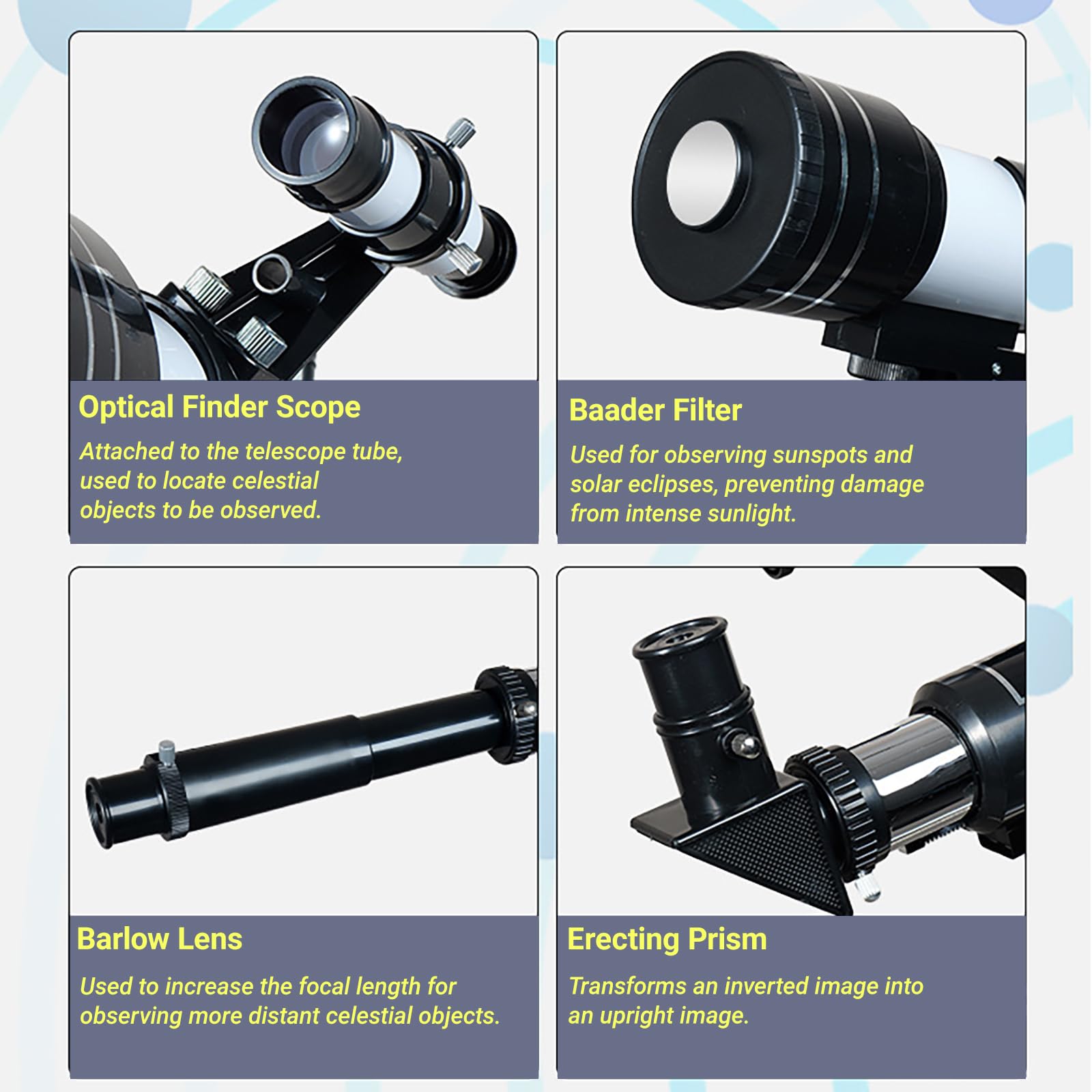 Telescopio Astronómico para Niños Adultos, 70mm Apertura 300mm Telescopio Refractor Portable, 15-150X, Alta Transmisión, con Trípode Ajustable y Soporte para Teléfono para Astronomía Principiantes