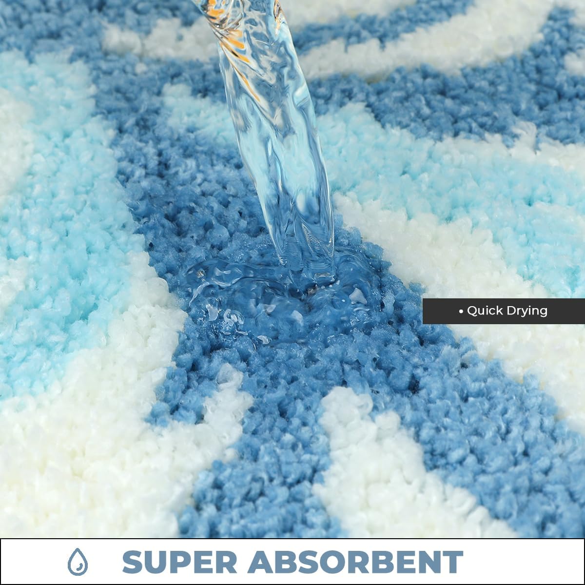 Cute Floral Bathroom Rug Ultra Absorbent and Non Slip Bath Carpet Machine Washable Super Fluffy Mat for Bath Tub, Bedroom and Dining Room (23"x16", Blue)