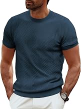 PJ PAUL JONES Men's Short-Sleeved Plain T-Shirt with Crew Neck Knitted Leisure T-Shirt for Men
