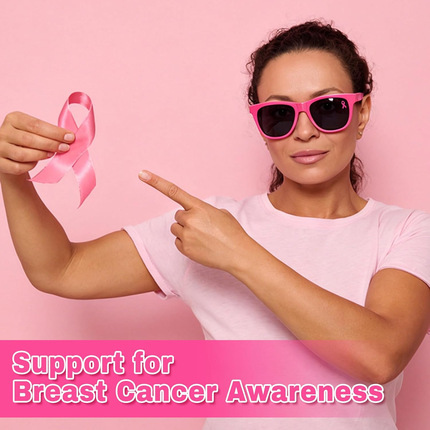 12 Pairs Breast Cancer Awareness Accessories Pink Ribbon Sunglasses Bulk