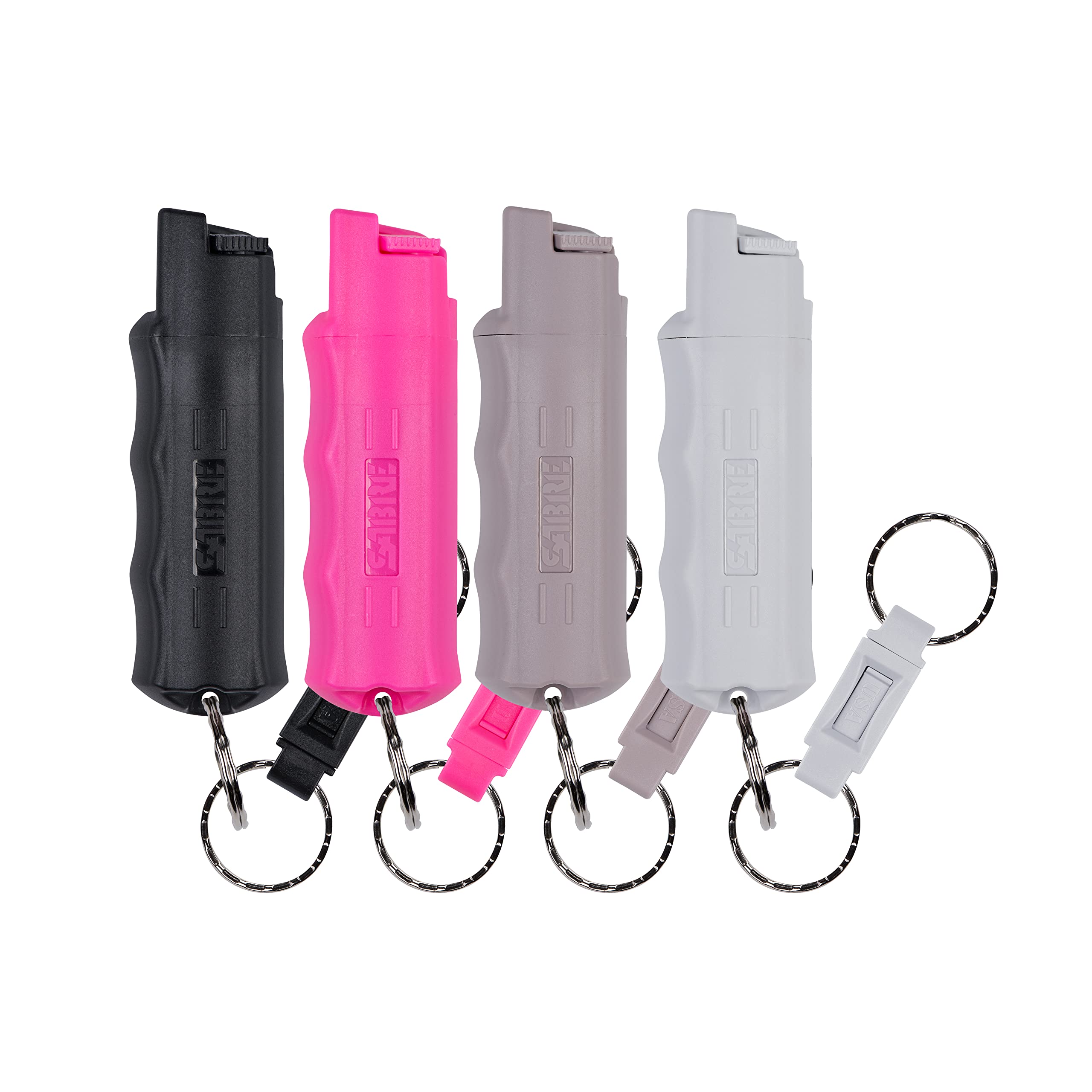 SABRE Pepper Spray, Quick Release Keychain for Easy Carry and Fast Access, Finger Grip for Faster Aim, 3X Longer Spray Time - Up to 10 Seconds, Max Police Strength OC Spray, 0.54 fl oz, Secure Safety