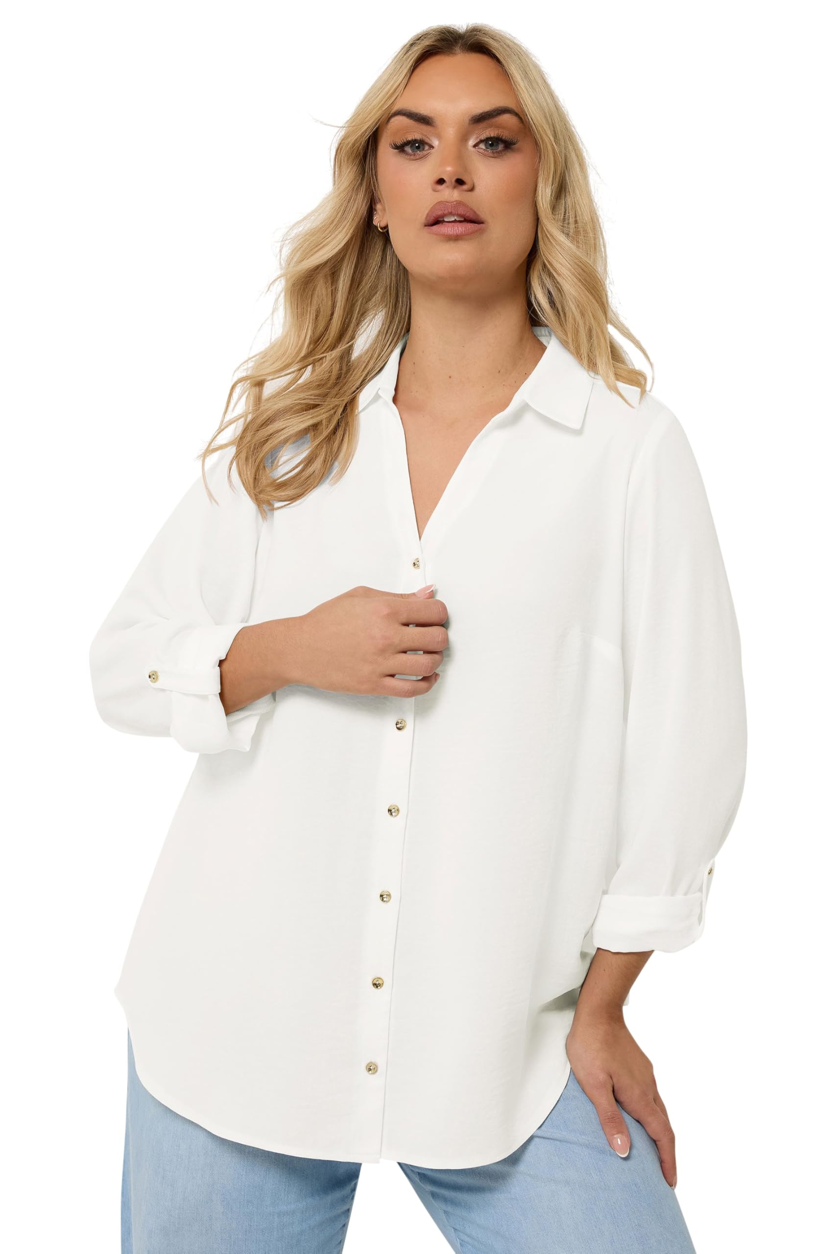 Yours Women's White Button Through Blouse In Size 22-24