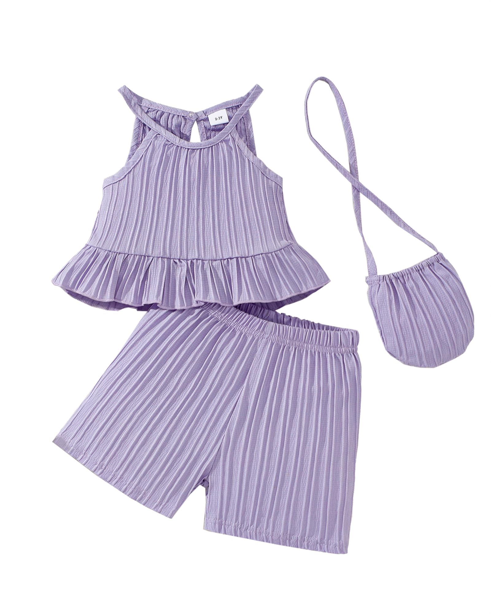 Weebaby Toddler Girl Clothes Baby Summer Outfits Sleeveless Halter Top Ruffle Short Set Cute Kids Clothes Girls