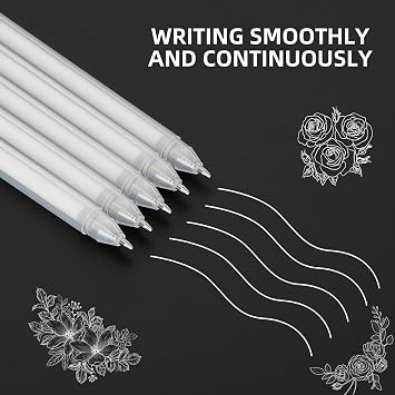 SMOOTHERPRO White Gel Pen White Ink Pen for Black Paper 0.8mm Fine Tip