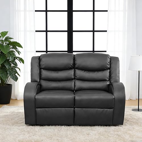 Juego de muebles de 3 piezas para sala de estar, juego de sofá reclinable seccional, sofás reclinables de cuero, movimiento manual, sala de Negro