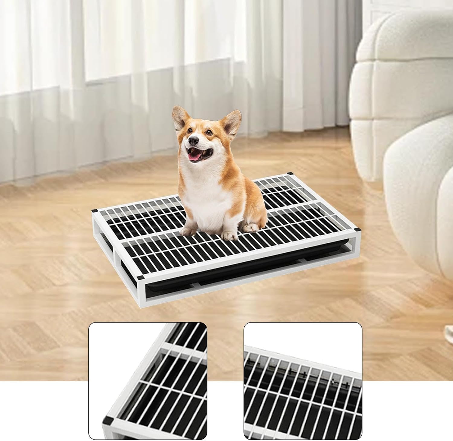 Dog Potty Tray Pet Toilet Bedpan Keep Paws and Floors Clean Training Toilet for Snowy Indoors Bedroom Late Nights, White S