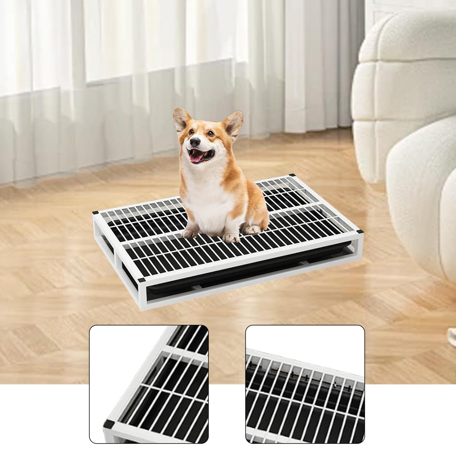 Bandeja Sanitaria para Perros Orinal Interior Portátil Inodoro de Entrenamiento Y Soporte para Empapadores con Almohadillas Antideslizantes Adecuado