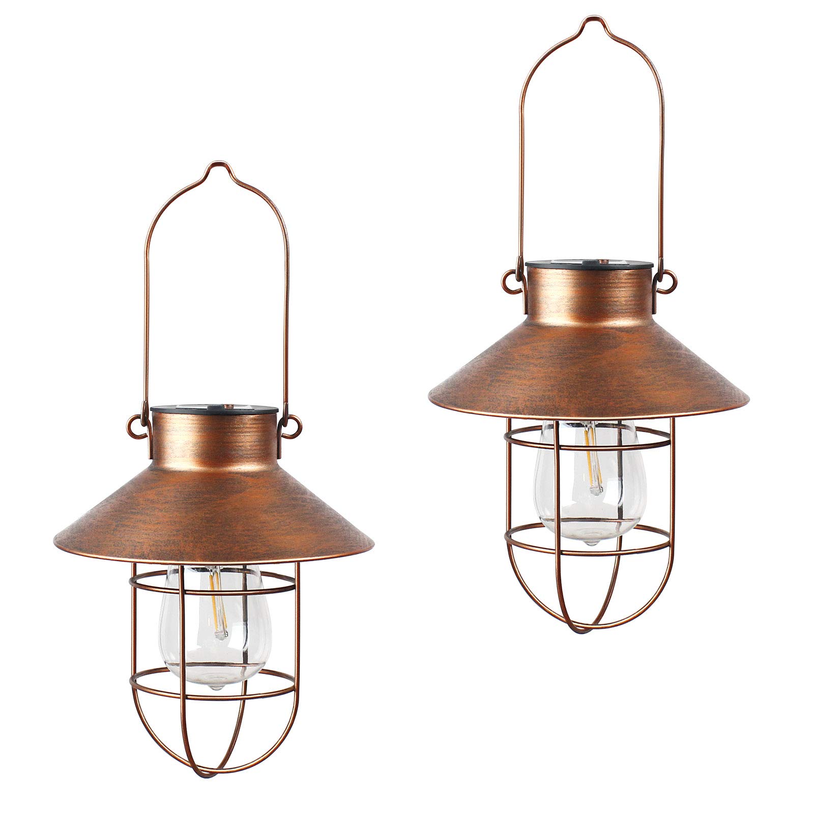 BRIAN & DANY Solar Lantern, Outdoor Waterproof Solar Garden Lantern for Patio Backyard, Copper