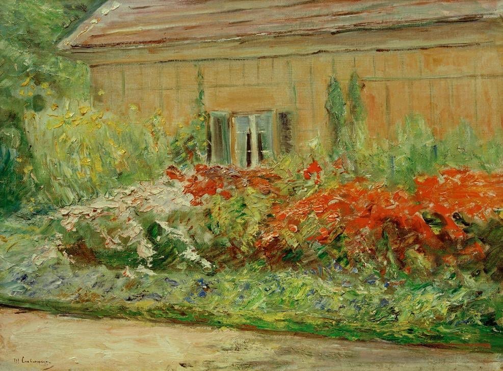 Fleurs vivaces au jardin au nord Max Liebermann poster toile sans cadre