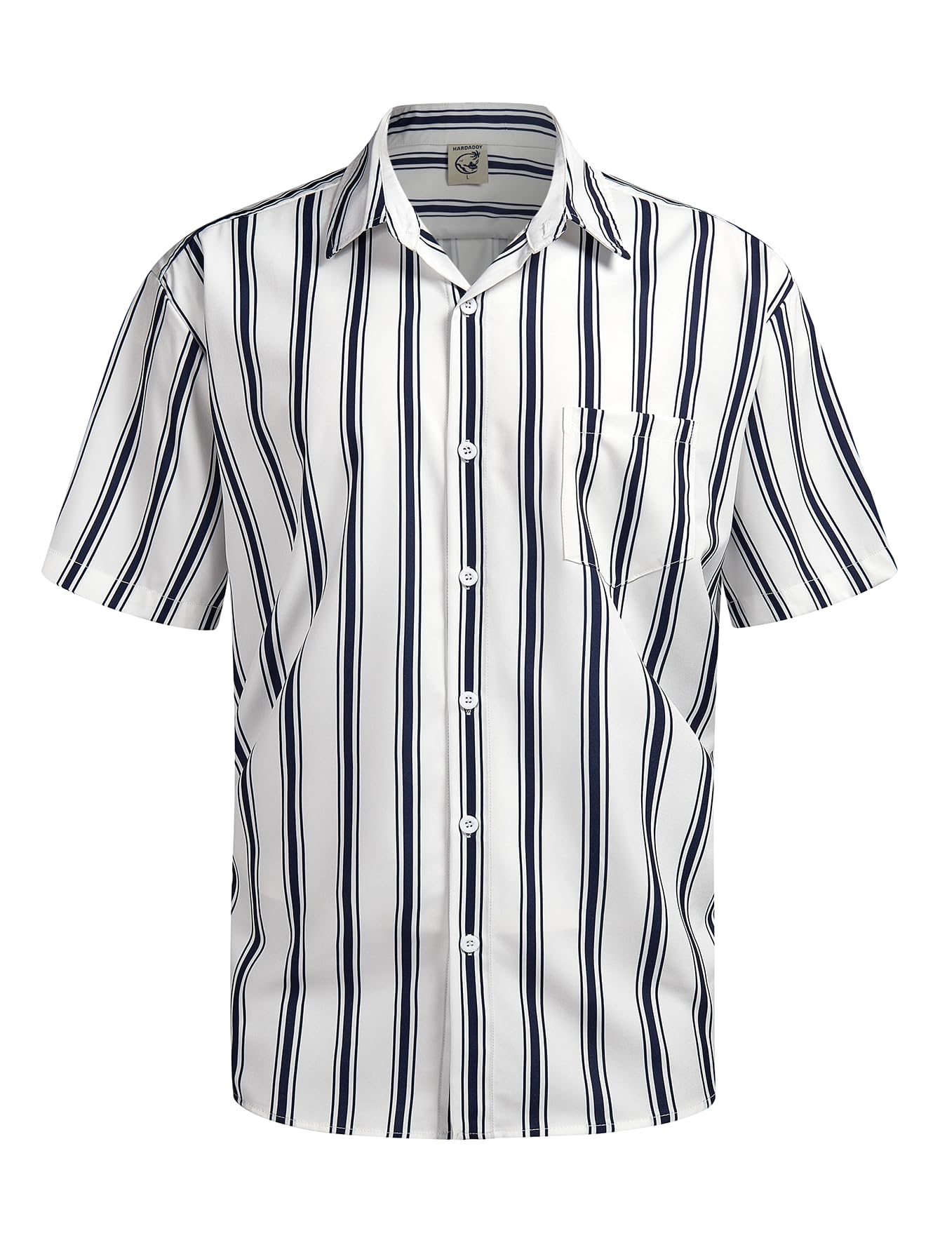 Hardaddy Men's Striped Shirts Casual Short Sleeve Button Down Summer Hawaiian Shirts
