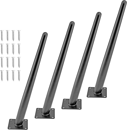 Seimneire 4 patas de muebles de 16 pulgadas, patas de metal cónicas oblicuas, color negro mate, patas de muebles de estilo de mediados de siglo para
