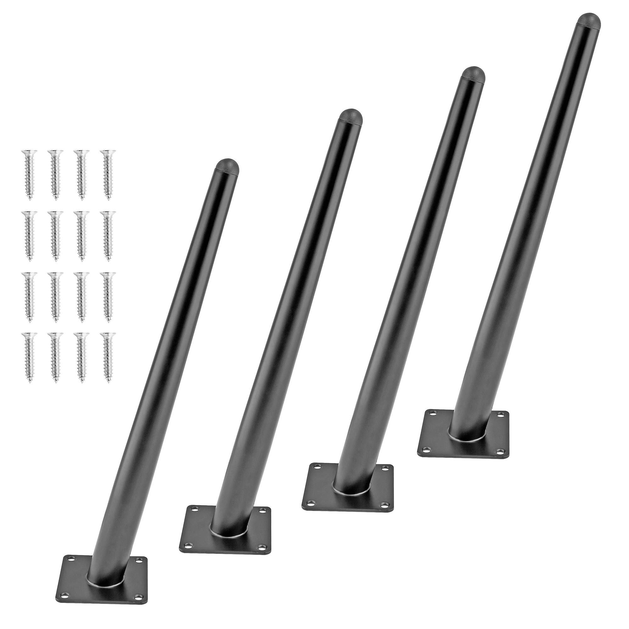 Seimneire 4pcs 16 Inch Furniture Legs, Oblique Conical Metal Legs Matte Black Mid-Century Style Furniture Feet for Sofa Cabinet Table Chair Cupboard Couch Ottoman Home DIY Projects